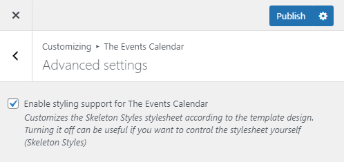 The Events Calendar support