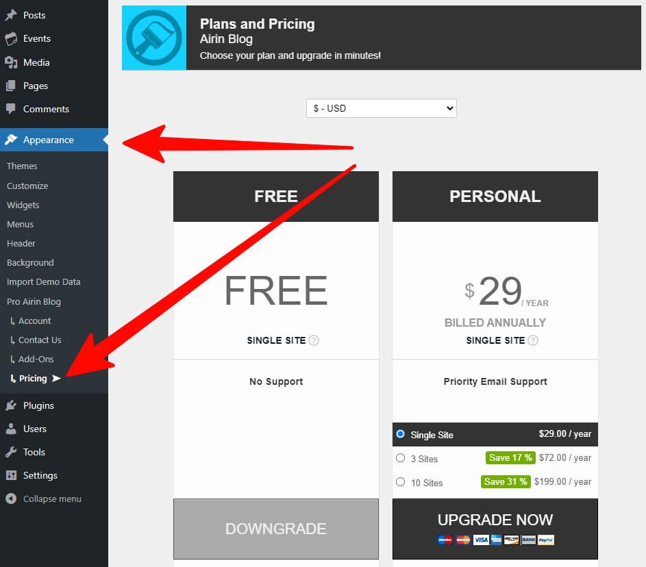 Comparison of free and paid version