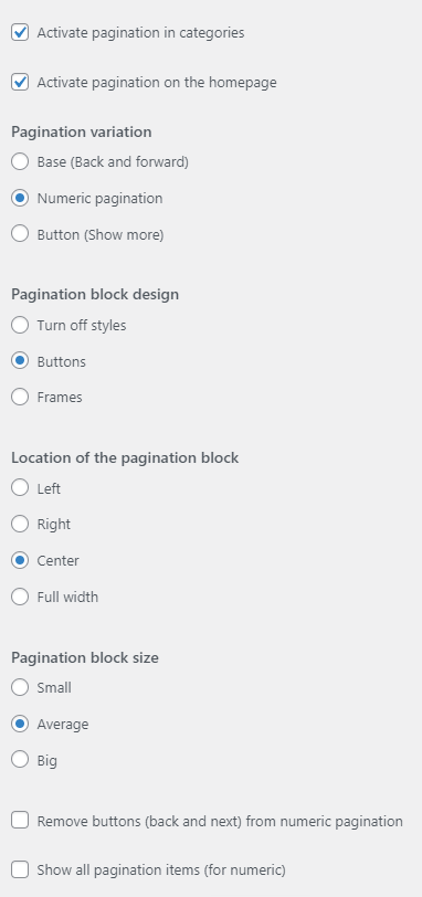 Three pagination options